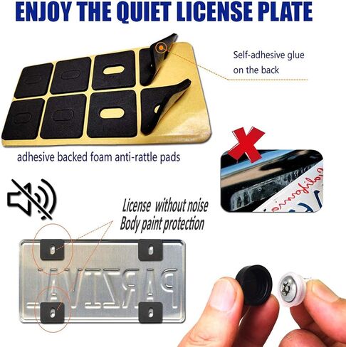 FBJTDQ مسامير لوحة الترخيص المضادة للسرقة - مجموعة مسامير أمان السيارة المقاومة للتلاعب، مجموعة أدوات تركيب من الفولاذ المقاوم للصدأ - 1/4 متري M6 براغي ذاتية التنصت مقاومة للصدأ، صواميل إدراج، أغطية سوداء، مدببة in Kuwait