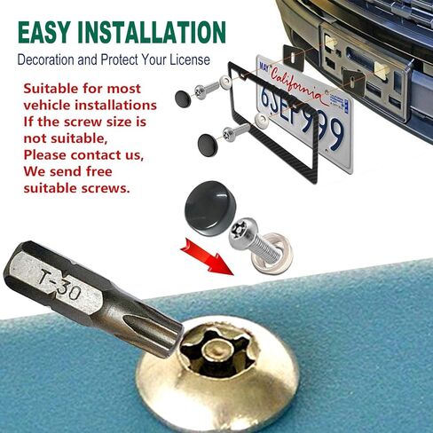 FBJTDQ مسامير لوحة الترخيص المضادة للسرقة - مجموعة مسامير أمان السيارة المقاومة للتلاعب، مجموعة أدوات تركيب من الفولاذ المقاوم للصدأ - 1/4 متري M6 براغي ذاتية التنصت مقاومة للصدأ، صواميل إدراج، أغطية سوداء، مدببة in Kuwait