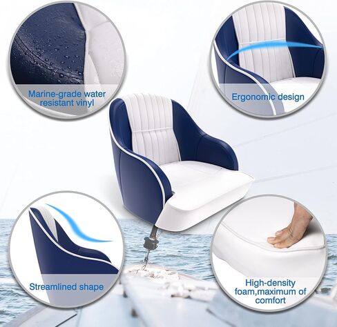 مقعد القارب من شركة Leader Accessories Pontoon Captains Bucket Seat (C - أبيض/أزرق) in Saudi Arabia