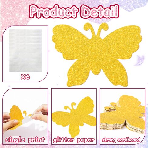 CY2SIDE 100 قطعة من قصاصات الفراشات الكبيرة اللامعة، ملصقات جدارية على شكل فراشة ملونة في فصل الربيع، فتحات على شكل فراشة للوحة الإعلانات، قطع فراشات ورقية لتزيين حفلات الربيع في الفصول الدراسية in Kuwait