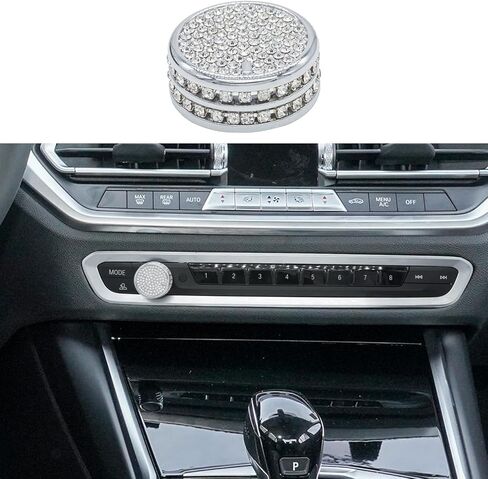 غطاء حلقي لمقبض الملحقات الداخلي بزر التحكم في المناخ من TopDall Bling Crystal متوافق مع BMW in Kuwait