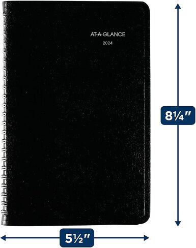 AT-A-GLANCE 2024 كتاب ومخطط المواعيد الأسبوعية، DayMinder، 5 بوصة × 8 بوصة، صغير، حلزوني، أسود (G2000024) in Saudi Arabia