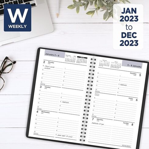 AT-A-GLANCE 2024 كتاب ومخطط المواعيد الأسبوعية، DayMinder، 5 بوصة × 8 بوصة، صغير، حلزوني، أسود (G2000024) in Kuwait