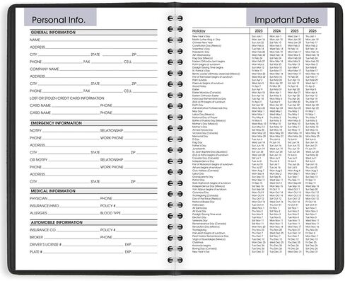 AT-A-GLANCE 2024 كتاب ومخطط المواعيد الأسبوعية، DayMinder، 5 بوصة × 8 بوصة، صغير، حلزوني، أسود (G2000024) in Kuwait