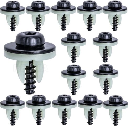 Rexka 10 Sets Engine Splash Shield Screws for Ford - T30 Torx Head Bolts and Grommets for Undertray Engine Fender Liner Deflector Grille for Ford Escape F-150 Edge Focus Fusion C-Max S-Max Lincoln in Saudi Arabia