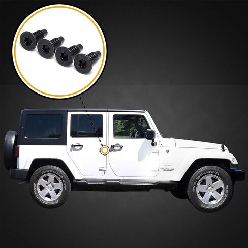 Red Hound Auto 1976-2006 متوافق مع Jeep CJ YJ TJ Wranger إطار الزجاج الأمامي المفصلي مسامير توركس السوداء مجموعة من 4 درجة 5 فولاذ in Kuwait