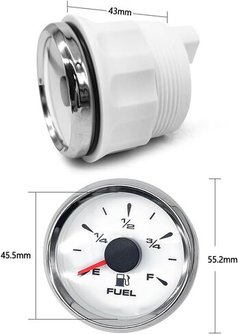 240-33ohm 0-190ohm مقياس 2 بوصة 52 مم مقياس الوقود العالمي مقاوم للماء قارب قياس مستوى الوقود مقياس مستوى الوقود الرقمي مناسب لسيارة قارب البحرية الأبيض in Kuwait