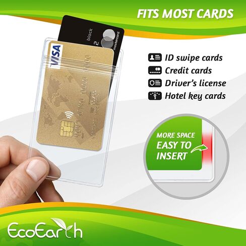 EcoEarth - Vertical Card Protector w/Soft Edge - Premium Tier Sealable 2.25x3.5 Inch, 250 Pack - Waterproof ID Badge Holder - Plastic Name Tag Holder Bulk in Saudi Arabia