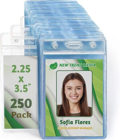 EcoEarth - Vertical Card Protector w/Soft Edge - Premium Tier Sealable 2.25x3.5 Inch, 250 Pack - Waterproof ID Badge Holder - Plastic Name Tag Holder Bulk in Saudi Arabia