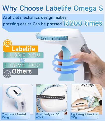 Labelife Embossing Label Maker Machine with Tapes, Omega S Vintage 3D Embosser, Old School Handheld Label Printer, Portable Retro Manual Embossed Labeler for Home Office School DIY, Black in Saudi Arabia