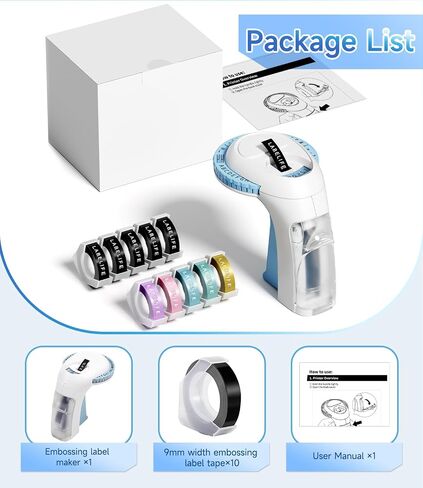 Labelife Embossing Label Maker Machine with Tapes, Omega S Vintage 3D Embosser, Old School Handheld Label Printer, Portable Retro Manual Embossed Labeler for Home Office School DIY, Black in Saudi Arabia