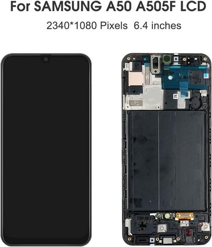 شاشة A50 OLED LCD بديلة تعمل باللمس مع إطار 6.4 بوصة (أسود) لهاتف Samsung Galaxy A50 A505 A505FN A505GN (OLED مع إطار) in Kuwait