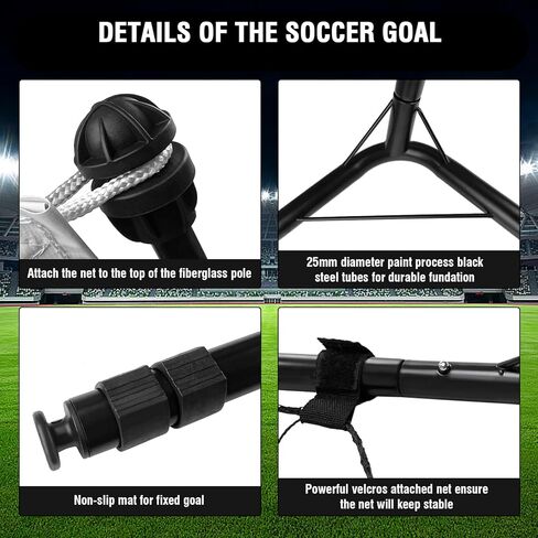 هدف كرة قدم محمول للفناء الخلفي، 12 * 6 أقدام، 10 * 6.6 أقدام أو 8 * 5 أقدام شبكة أهداف كرة قدم للأطفال والكبار، هدف كرة قدم قابل للطي مع حقيبة حمل، تتضمن معدات تدريب كرة القدم 4 أوتاد أرضية in Kuwait