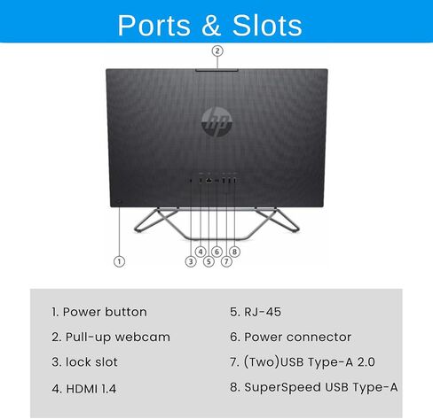 HP Essential 205 G8 All in One Desktop, 23.8" FHD Screen, AMD Ryzen 3 5300U, 32GB RAM, 1TB PCIe SSD, Webcam, Wired KB & Mouse, HDMI, RJ-45, Wi-Fi, Windows 11 Home, Grey in Saudi Arabia