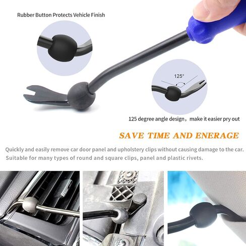 Wetado Auto Trim Removal Tool Kit, Car Door Audio Panel Trim Removal Set, Auto Clip Fastener Remover Pry Tool, Updated Rubber Ring Fastener Remover for Cars, clip puller (2pcs Blue) in Saudi Arabia