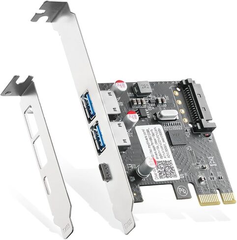 بطاقة توسيع Binardat PCIE إلى USB 3.0، 2 منافذ USB من النوع A و1 منافذ USB من النوع C، ذاتية التشغيل، دعامة منخفضة المستوى، لنظام التشغيل Windows 10/11 in Kuwait