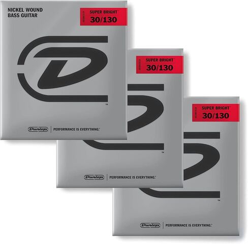 أوتار جهير فائقة السطوع من Dunlop DBSBN30130 - جرح النيكل - متوسط، 030-.130، 6 أوتار/مجموعة (3 عبوات) in Saudi Arabia
