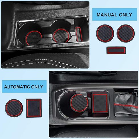 JKCOVER Premium Custom Liner Mat Compatible with 2024 2025 Toyota Tacoma(4th Gen) Double Cab and 2025 Toyota 4Runner(6th Gen) Accessories Center Console, Door Pocket and Cup Holder 14Pcs（Red Trim） in Saudi Arabia