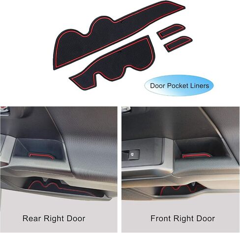 JKCOVER Premium Custom Liner Mat Compatible with 2024 2025 Toyota Tacoma(4th Gen) Double Cab and 2025 Toyota 4Runner(6th Gen) Accessories Center Console, Door Pocket and Cup Holder 14Pcs（Red Trim） in Saudi Arabia