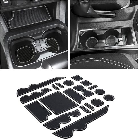 JKCOVER Premium Custom Liner Mat Compatible with 2024 2025 Toyota Tacoma(4th Gen) Double Cab and 2025 Toyota 4Runner(6th Gen) Accessories Center Console, Door Pocket and Cup Holder 14Pcs（Red Trim） in Saudi Arabia