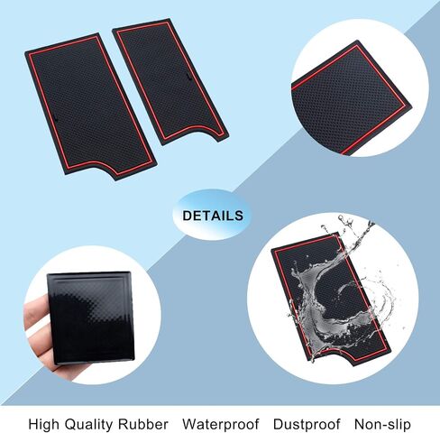 JKCOVER Premium Custom Liner Mat Compatible with 2024 2025 Toyota Tacoma(4th Gen) Double Cab and 2025 Toyota 4Runner(6th Gen) Accessories Center Console, Door Pocket and Cup Holder 14Pcs（Red Trim） in Saudi Arabia