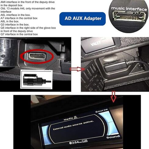 كابل شحن AMI MMI MDI Aux 3.5 مم مجموعات محول الصوت لـ A3 A4 A6 Q5 Q7 V-W، متوافق مع iP13 13 Pro 12 11 Xs Max XR Galaxy S10 S20 S7 S6 Android in Kuwait