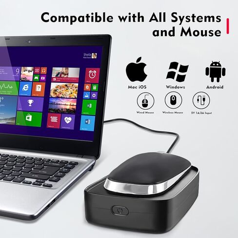جهاز تحريك الماوس غير القابل للاكتشاف مع كابل USB بدون محرك ومحول 5V1A، يحافظ Mouse Jiggler على نشاط الكمبيوتر المحمول، محرك صامت للغاية وحركة الماوس تلقائيًا (أسود) in Kuwait