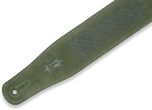 حزام جيتار من الجلد السويدي مقاس 2.5 سم من Levy's Leathers تصميم منقوش بعقدة سلتيك؛ أخضر (MS26CK-GRN) in Saudi Arabia