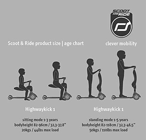 سكوتر آند رايد للجنسين - لوح التزلج للأطفال Highwaykick 1 مع مقعد in Kuwait