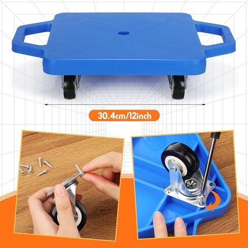Deekin 12 Pieces Sports Scooter Board with Handles Plastic Casters Floor Scooter Board Sitting Scooter Board for Kids Children Schoo Gym Home Indoor Outdoor Activities Play Equipment in Kuwait
