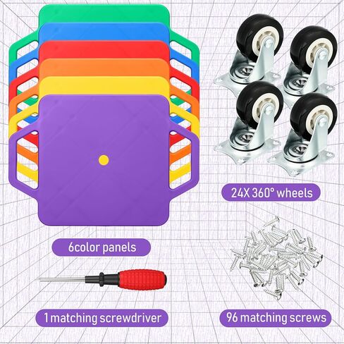 Deekin 12 Pieces Sports Scooter Board with Handles Plastic Casters Floor Scooter Board Sitting Scooter Board for Kids Children Schoo Gym Home Indoor Outdoor Activities Play Equipment in Kuwait