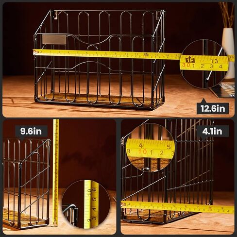 HOYRR Wall File Organizer, Wall File Holder, Wall Mounted File Organizer, Hanging File Holder With Label Panel, For Office Home, Iron and Wood Material Combination With S Shaped Hook (Pack of 2) in Kuwait