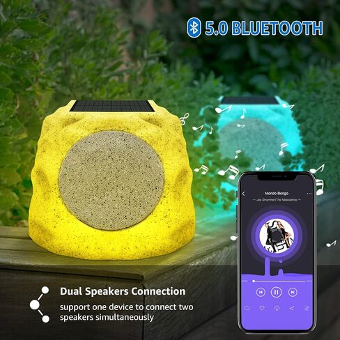 مكبرات صوت روك خارجية مقاومة للماء تعمل بالطاقة الشمسية مع إضاءة متعددة الألوان ووظيفة زوج TWS لاسلكية، بطارية قابلة لإعادة الشحن للحديقة والفناء والحفلات وحمام السباحة والسطح والساحة والمنزل in Kuwait
