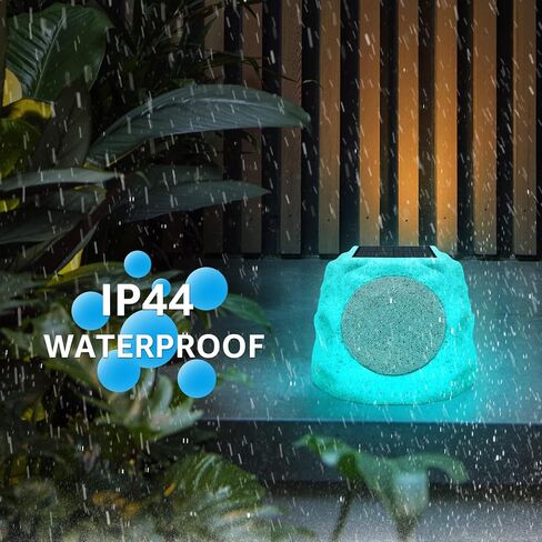 مكبرات صوت روك خارجية مقاومة للماء تعمل بالطاقة الشمسية مع إضاءة متعددة الألوان ووظيفة زوج TWS لاسلكية، بطارية قابلة لإعادة الشحن للحديقة والفناء والحفلات وحمام السباحة والسطح والساحة والمنزل in Kuwait