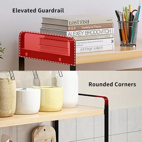 رف منظم لسطح المكتب، رف تخزين منظم من طبقة واحدة إلى طبقتين، رف كتب خشبي لسطح المكتب، تخزين لطيف لخزانة الملابس، رف منظم عرض صغير للمكتب، المطبخ، غرفة النوم، الحمام (طبقتين - إطار أسود) in Kuwait