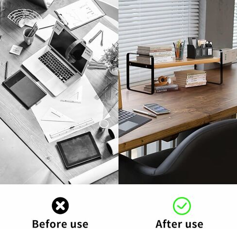 رف منظم لسطح المكتب، رف تخزين منظم من طبقة واحدة إلى طبقتين، رف كتب خشبي لسطح المكتب، تخزين لطيف لخزانة الملابس، رف منظم عرض صغير للمكتب، المطبخ، غرفة النوم، الحمام (طبقتين - إطار أسود) in Kuwait