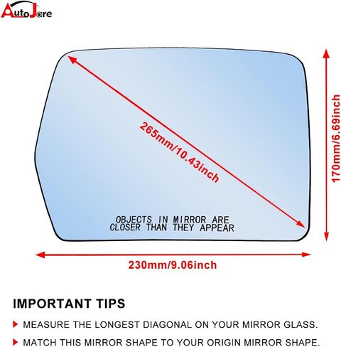 زجاج مرآة مُسخن مع حامل خلفي مناسب لـ 2004-2014 Ford F150 جانب الركاب الجانب الأيمن زجاج مرآة محدب مُسخن 4L3Z-17K707-DA in Kuwait