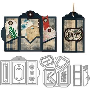 MAYJOYDIY Plan Folder Cutting Dies Tags Journal Metal Embossing Stencil Vintage Film Frame Carbon Steel Die Cuts Bookmark Pocket Tag Scrapbooking Tool for DIY Card Scrapbooking Photo Album Craft Decor