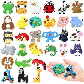 30 Pcs Rubber Fridge Magnets for Kids,Cute Animals Magnets,Farm Refrigerator Magnets for Toddlers,Whiteboard,Education,Gift