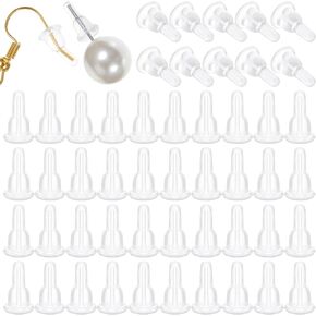 50PCS Silicone Earrings Backs Clear Soft Earring Backs for Studs, Hypoallergenic Plastic Rubber Ear Ring Backs Replacements Clutch Stoppers Kits for Fish Hook Earring Studs Hoops