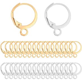 100 Pcs Leverback Earring Hooks for Jewelry Making Hypoallergenic Earring Hooks Huggie Hoop Earring Findings Stainless Steel Round Lever Back Clasp Hoop Hypoallergenic French Earring Hooks