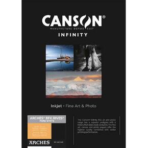 Canson Infinity Arches BFK Rives Soft Textured Pure White Matte Inkjet Paper, 310gsm, 8.5x11", 25 Sheets