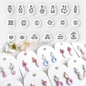 Flower Vase Polymer Clay Cutters,19 PCS Shapes Clay Earrings Cutters,Spring Clay Cutters for Earrings Making,Cute Clay Cutters for Polymer Clay Jewelry