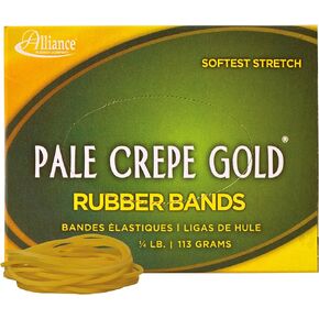 Alliance Rubber Pale Crepe Gold Rubber Bands #16-1/4 Pound Box 20169
