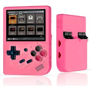 Silicone Protective Case for Anbernic RG35XX, Shockproof Soft Cover for Retro Handheld Game Console, Durable Grip Cover for RG35XX, Anti-Slip Gaming Accessory, for Anbernic RG35XX Console (Pink)