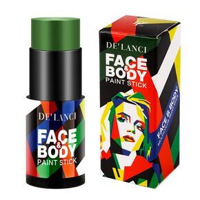 Green Face Body Paint Stick for Camo Witch Halloween Makeup, DE’LANCI Cream Blendable Body Painting Sticks, SFX Special Effects Cosplay Costume Clown Stage Party Face Paints For Hunting