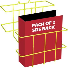 Performore 2 Pack of Binder Display Rack, SDS/MSDS Display Rack, Wire Wall Mount Rack, Mounting Hardware Included, Wire Coated - Bright Yellow
