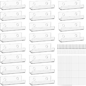 20 Pack Vinyl Record Shelf Wall Mount 4 Inch Acrylic Vinyl Record Holder Clear Vinyl Shelves Album Wall Mount Floating Record Display Shelf Record Storage Hanger for Display Daily LP, CD Listening