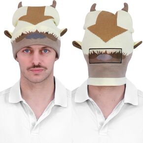 Avatar The Last Airbender Beanie Hat, Appa Knit Roll Down Cuffed Winter Cap, Multi, One Size