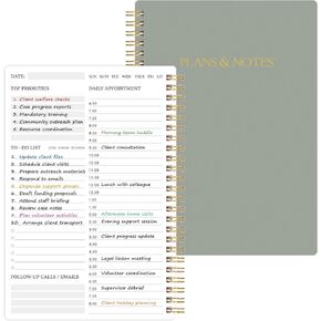 Daily Planner - Undated Daily Planner for Productivity, 6.5"x 9.1", To Do List Planner with Half-Hour Schedule, Notebook for School, Office (Green)